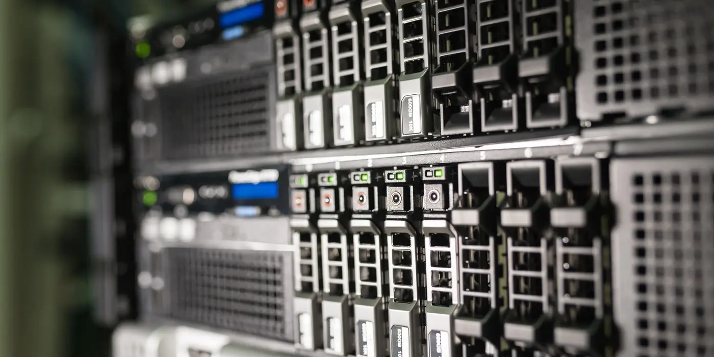 Enterprise server rack in a modern data centre